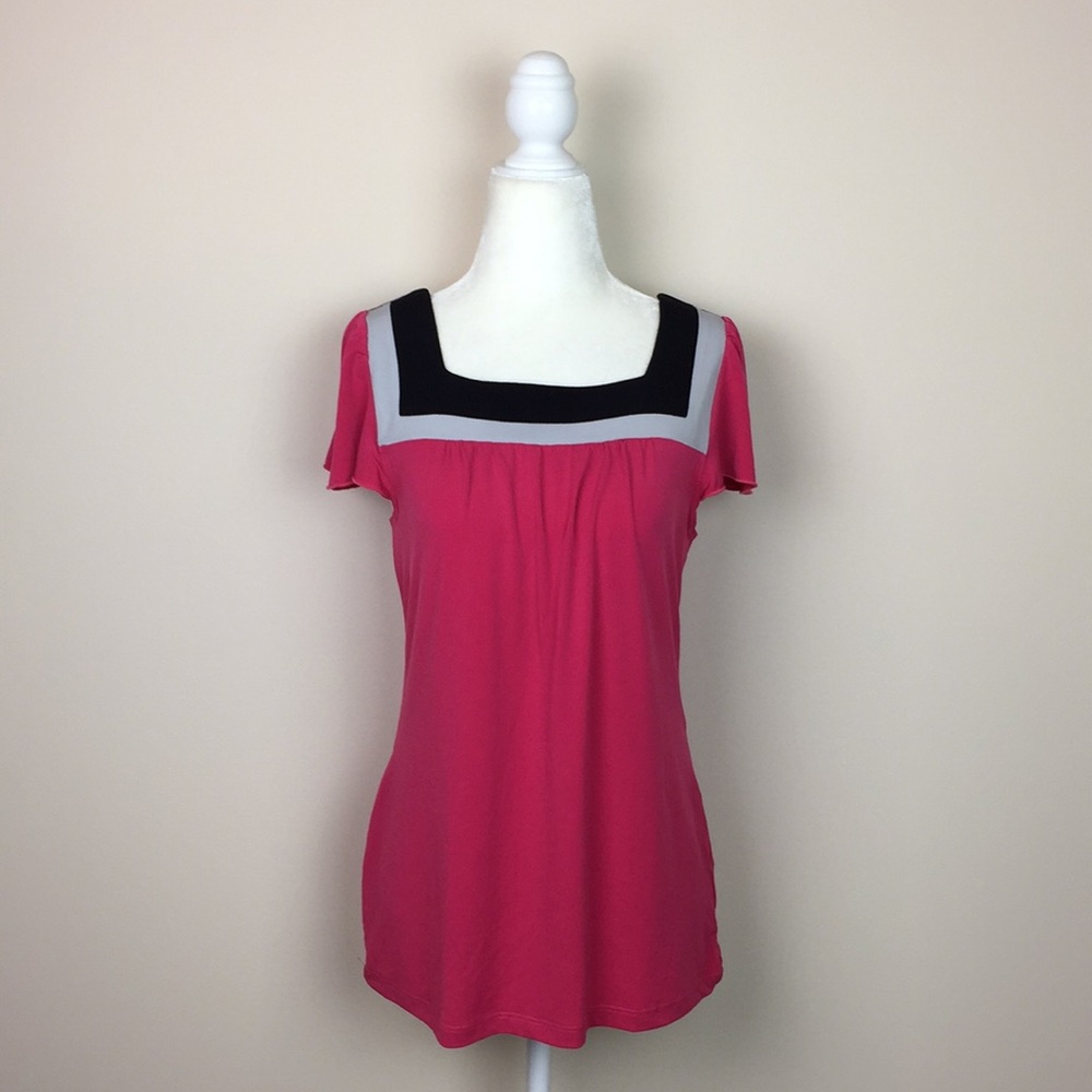 Ab Studio - Square Neck Flutter Sleeve Blouse - image 1